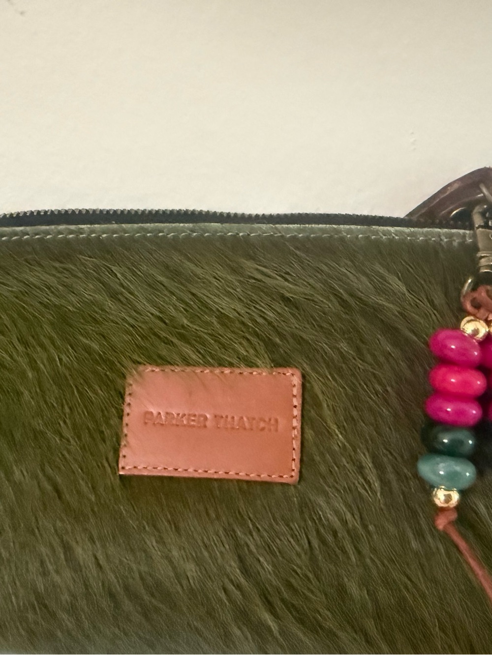 Pink and Green Beaded bag charm - Picture 5 of 6